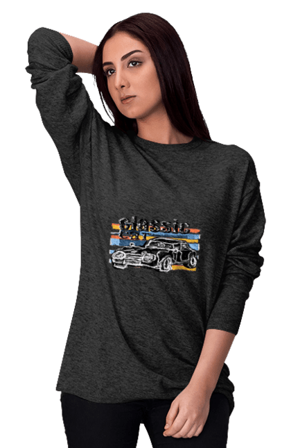 Women`s sweatshirt with prints Print Classic Car. Car, classic, retro car, vintage car. 2070702