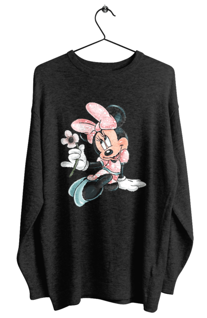 Свитшот женский с принтом Минни Маус. Mickey mouse, minnie mouse, дисней, микки, микки маус, минни маус, мультфильм. 2070702