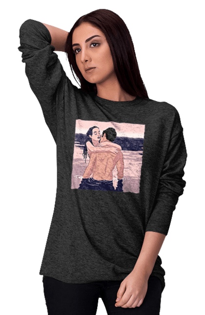 Світшот жіночий з принтом "Парочка Обнімається В Річці". Голо, кохання, пара. 2070702