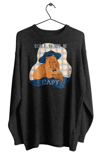 Women's sweatshirt with prints Capybara. Animal, capybara, rodent. 2070702