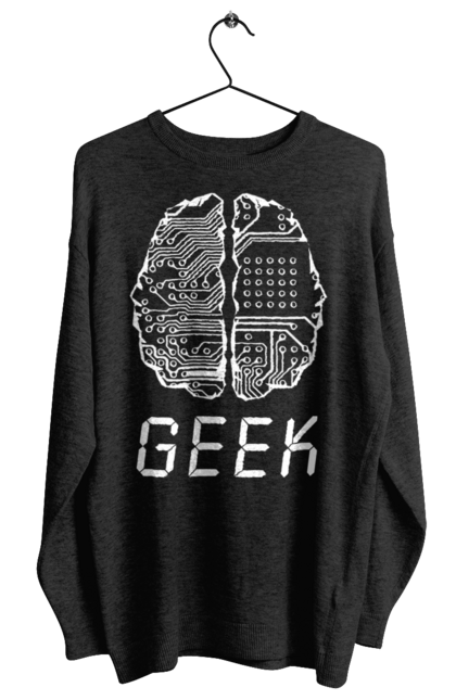 Світшот жіночий з принтом "Гик Мозок". Айті, айтішник, гик, знання, інженер, кібер, кібернетика, кіборг, код, комп, комп’ютерник, кристал, мікросхема, мозок, програміст, професіонал, професссія, розробник, розум, чіп. 2070702