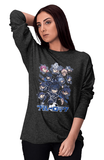 Women's sweatshirt with prints Blue Lock. Anime, blue lock, blue prison, manga, sport, sports anime. 2070702