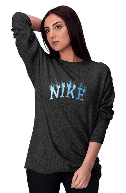 Світшот жіночий з принтом "Nike". Nike, логотип, надпись, найк. CustomPrint.market