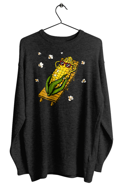 Світшот жіночий з принтом "Кукурудза Загоряє На Лежаках". Кукурудза, лежак, попкорн. 2070702