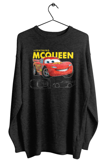 Women's sweatshirt with prints Lightning McQueen. Cartoon, cartoon, lightning mcqueen, race, sport, wheelbarrows. 2070702