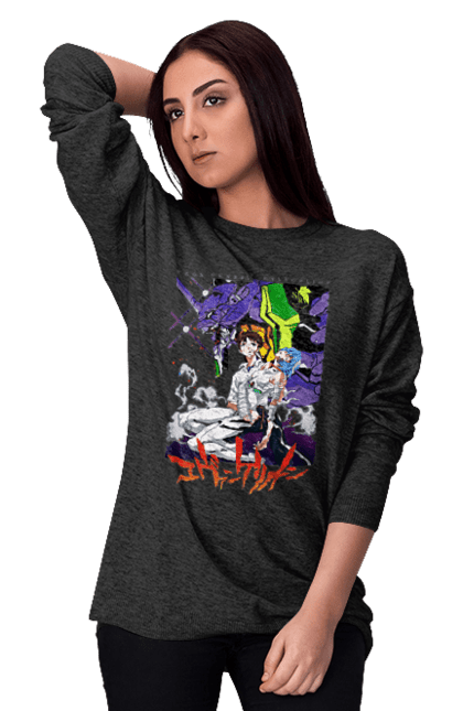 Women's sweatshirt with prints Evangelion. Anime, evangelion, eve, kaoru, manga, neon genesis evangelion, rei ayanami, shinji. 2070702