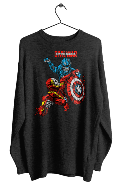 Women's sweatshirt with prints Iron Man vs Captain America. Avengers, captain america, civil war, comic, comics, film, iron man, marvel, marvel comics, tony stark. 2070702