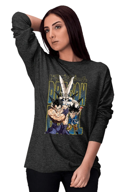Women`s sweatshirt with prints Dragon Ball. Anime, dragon ball, goku, manga, tv series, vegeta. 2070702