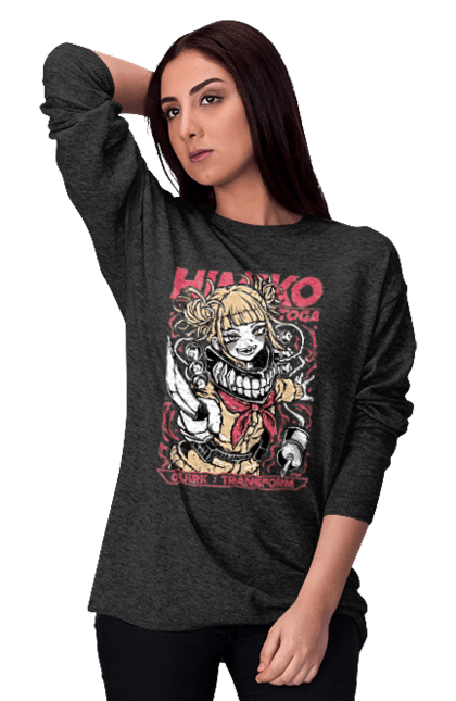 Світшот жіночий з принтом "Моя геройська академія Хіміко Тога". Himiko toga, my hero academia, аніме, відеогра, манга, моя геройська академія, тога, хіміко тога, якудза тога. 2070702