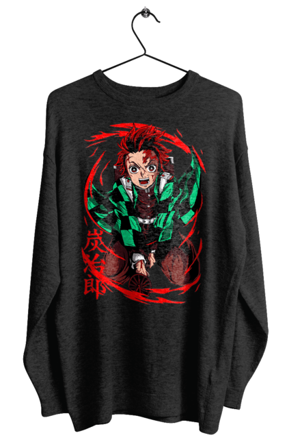 Women's sweatshirt with prints Demon Slayer Tanjiro. Anime, demon slayer, kamado tanjiro, manga, tanjiro. 2070702