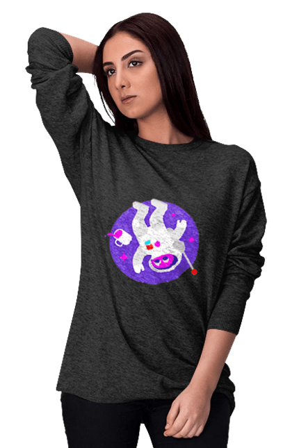 Світшот жіночий з принтом "Космічний програміст". Angular, c, css, html, it, javascript, jquery, php, python, react, svelt, vue, айтишник, айті, гумор, код, кодувати, прогер, програміст, програмісти, ти ж, ти ж програміст, тиж програміст. 2070702