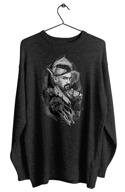 Світшот жіночий з принтом "Козак". Вуса, квітки, козак, пістолет, справжній українець, чуб. 2070702