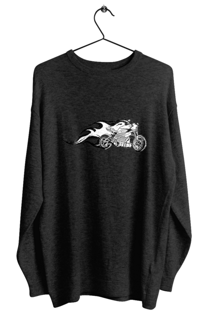 Світшот жіночий з принтом "Мотоцикл Вогонь". Мото, мотоцикл, огонь. 2070702