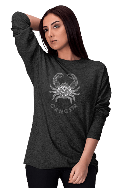 Women`s sweatshirt with prints Zodiac Cancer. Cancer, constellation, horoscope, sign, zodiac, zodiac sign. 2070702