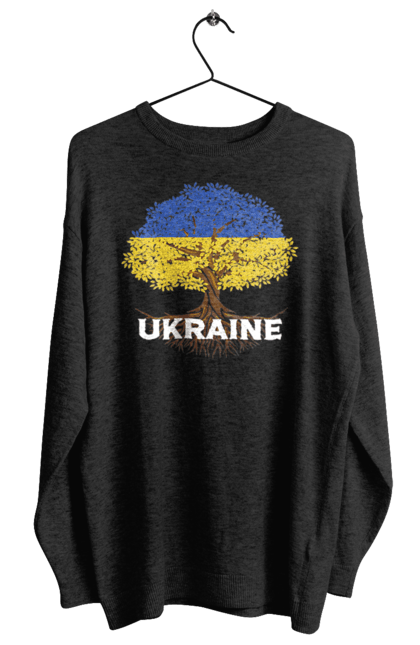 Світшот жіночий з принтом "Прапор України Дерево та Коріння". Жовто-блакитний, жовто-блакитний прапор, прапор україни, україна, українець, українка, українське коріння, український, український прапор, я люблю україну. ART принт на футболках