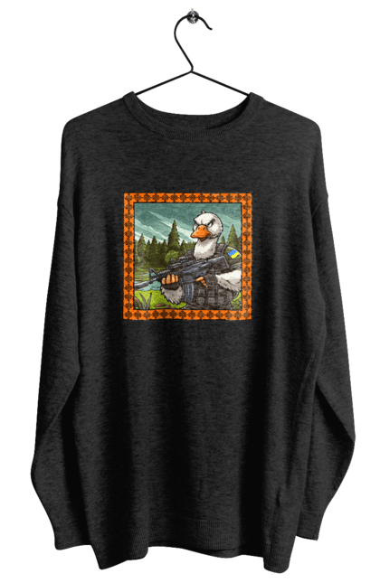 Світшот жіночий з принтом "Гусячий десант". Біологічна зброя, бойові гуси, військовий гусак, гусячий десант, зброєні сили, прапор, символіка, україна. 2070702