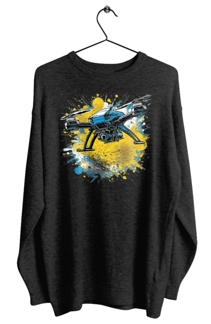 Світшот жіночий з принтом "Дрон". Дрон, зсу, символ україни, україна, фпв дрон. 2070702