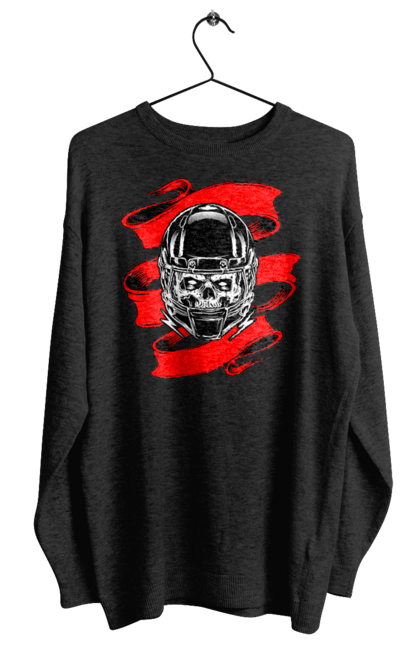 Світшот жіночий з принтом "Череп в мотошоломі". Мото, стрічка, череп, шолом. 2070702