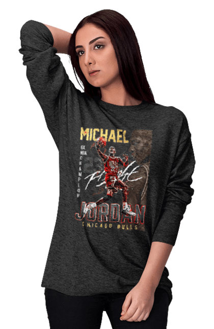 Світшот жіночий з принтом "Майкл Джордан". Баскетбол, джордан, майкл джордан, нба, нба майкл джордан. aslan