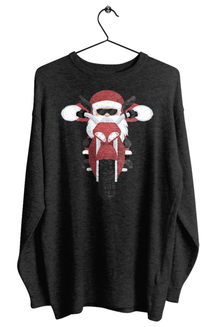 Світшот жіночий з принтом "Санта на мотоциклі". Мотоцикл, новий рік, різдво, санта. 2070702