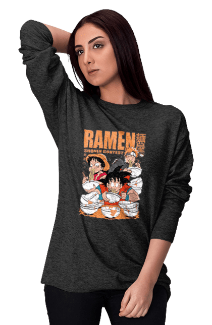 Women's sweatshirt with prints Ramen. Anime, characters, food, goku, luffy, manga, naruto, ramen. 2070702