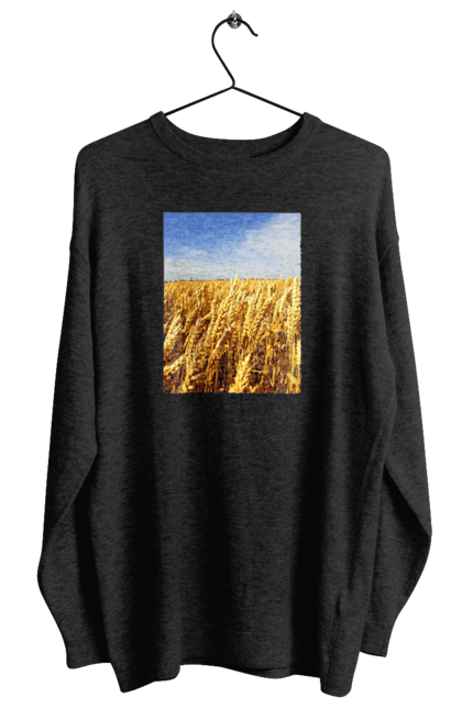 Світшот жіночий з принтом "Україна". Голубизна, красота, небо, поле, природа, пшеница. 2070702