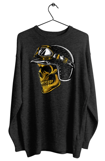 Світшот жіночий з принтом "Череп в мотошоломі". Крутий, очі, череп, шолом. 2070702