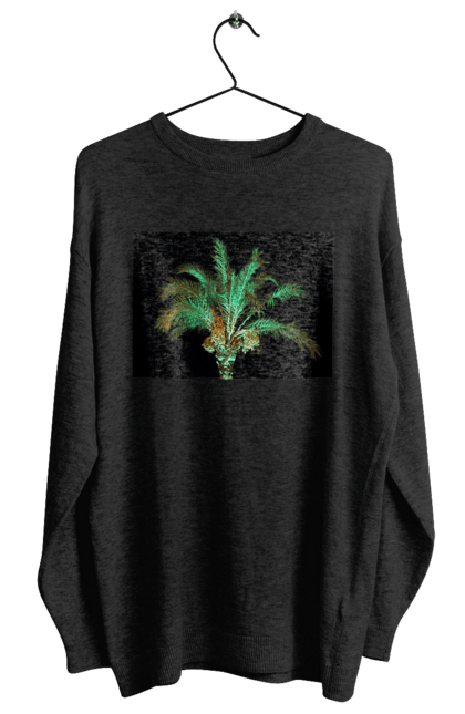 Світшот жіночий з принтом "Фінікова Пальма Вночі". Берег, відпочинок, відпустка, зелений, море, ніч, оазис, океан, острів, пальма, південь, подорож, пригоди, тропіки, фінікова, чорне. 2070702