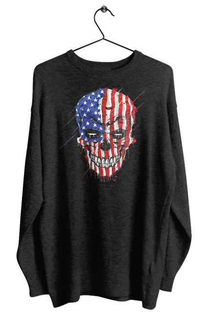 Women's sweatshirt with prints Skull with flag. Bones, eagle, flag, scull, smile, teeth, usa. 2070702