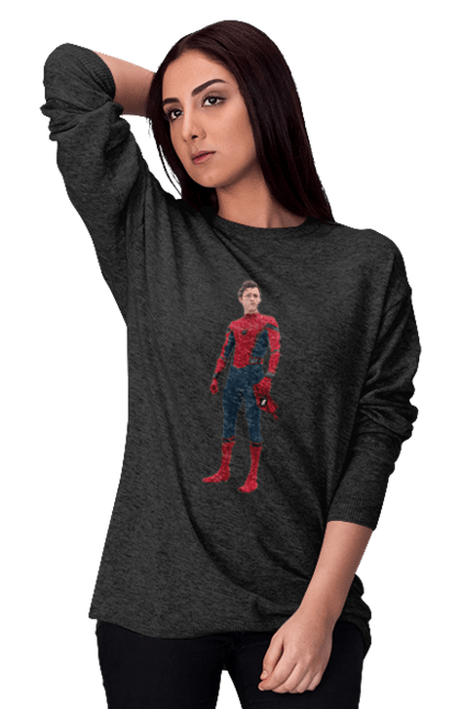 Світшот жіночий з принтом "Людина павук". Avengers, comics, film, marvel, spiderman, superhero. CustomPrint.market