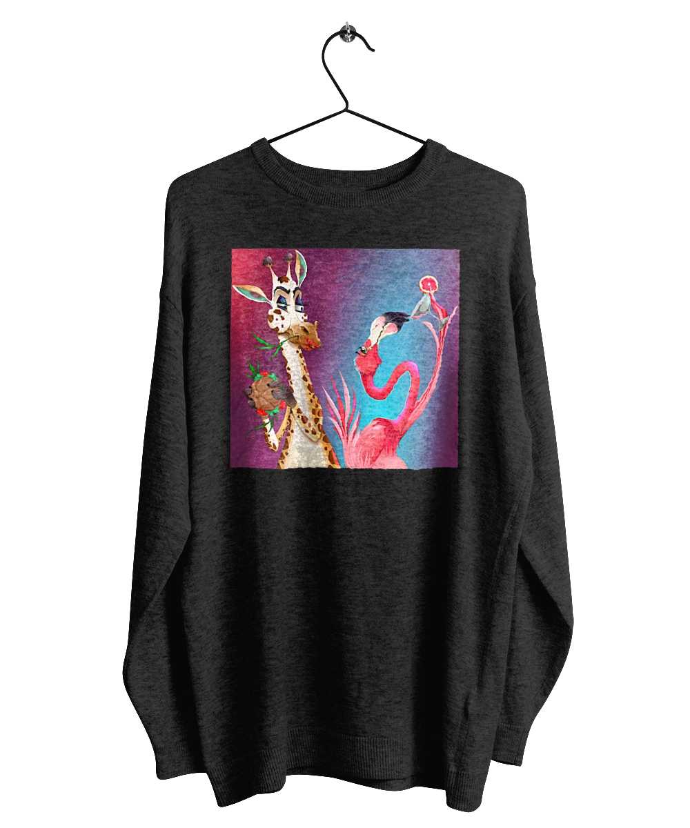 Giraffe And Flamingo At The Party