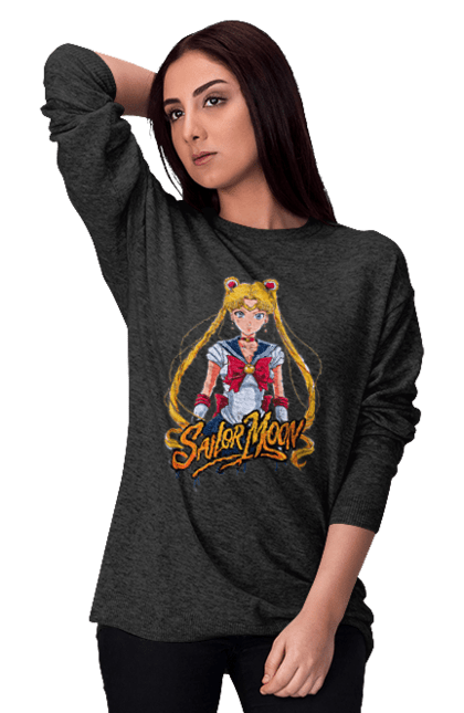 Women's sweatshirt with prints Sailor Moon. Anime, drama, magical girl, sailor moon, tv series, usagi tsukino. 2070702