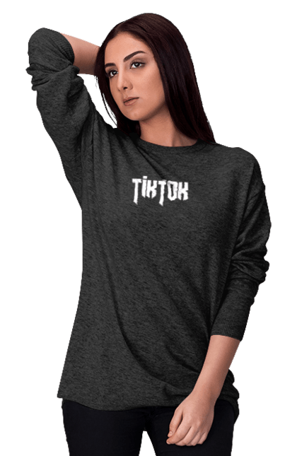 Світшот жіночий з принтом "TikTok". Tiktok, tiktokk, тренді. CustomPrint.market