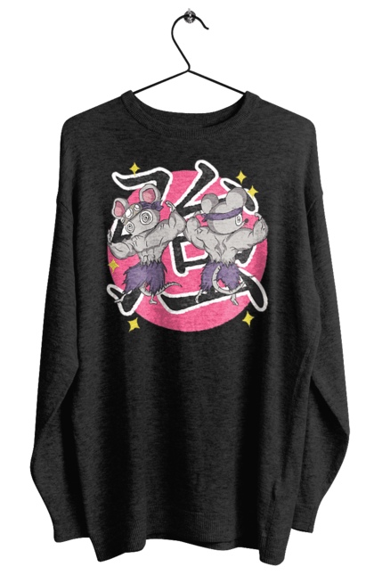 Women's sweatshirt with prints Demon Slayer Uzui Tengen's mice. Anime, demon slayer, kimetsu no yaiba, manga, mice, serial, tengen, tengen uzui, uzui. 2070702