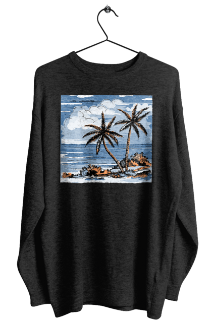 Світшот жіночий з принтом "Пальми І Небо". Море, небо, пальми, хмари. 2070702