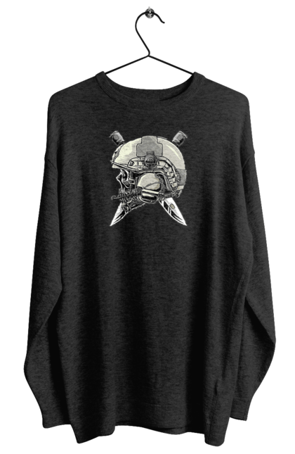 Світшот жіночий з принтом "Череп пілота". Військовий, захисник, ніж, пілот, череп, шолом. 2070702