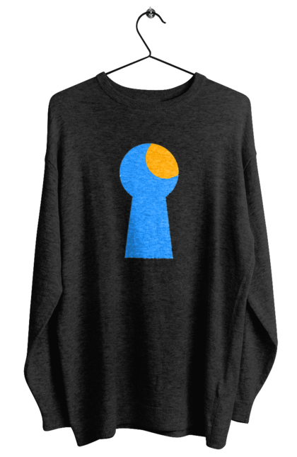 Світшот жіночий з принтом "Замочная скважина". Відчини двері, двері, замок, ключ, свердловина, світло крізь, цікавість, щілина. 2070702