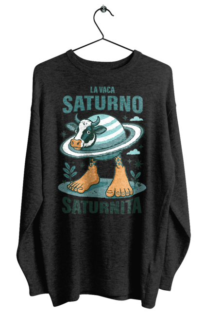 Світшот жіночий з принтом "Lavaca Saturno Saturnita". Брейнрот, італійська гнилизна мозку, італійський брейнрот, італійський мем, італійські меми, корова сатурн, ла вака, ла вака сатурно, лавака сатурно, сатурно сатурніто. 2070702