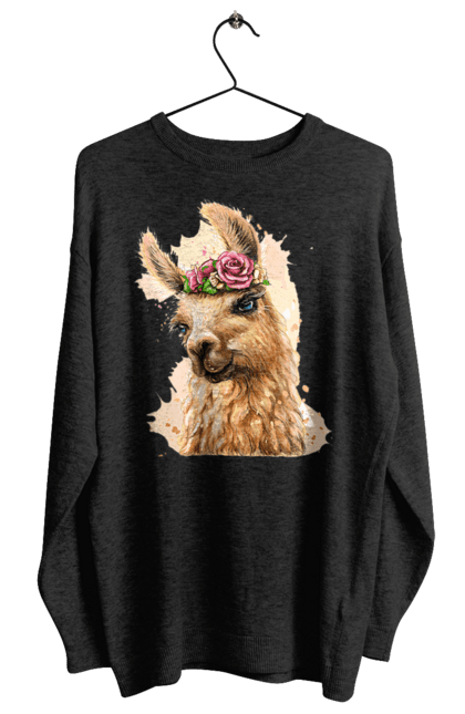 Світшот жіночий з принтом "Лама Портрет". Лама, портрет, тварина. 2070702