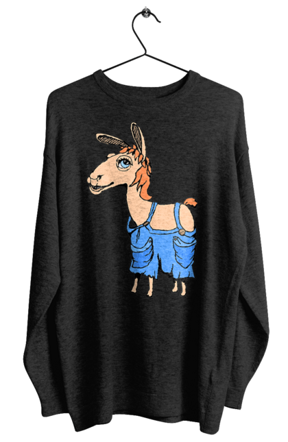 Світшот жіночий з принтом "Лама В Комбінезоні". Комбінезон, лама. 2070702