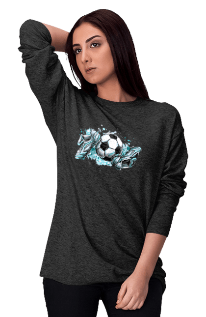 Світшот жіночий з принтом "Футбольний М'яч І Сороконожки". М`яч, сорокножкі, спорт, футбол. aslan