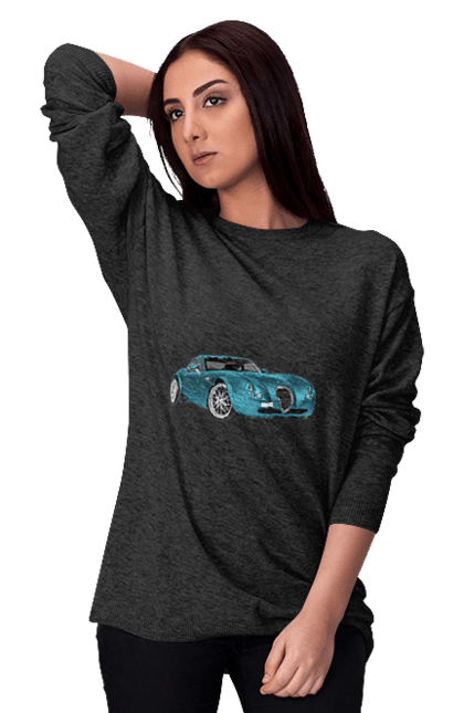Свитшот женский с принтом Авто.7. Auto, blue, graphics, photo, retro car. 2070702