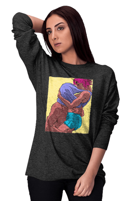 Світшот жіночий з принтом "Чоловік Під Майкою У Дівчата". Пристрасть, сиськи. 2070702