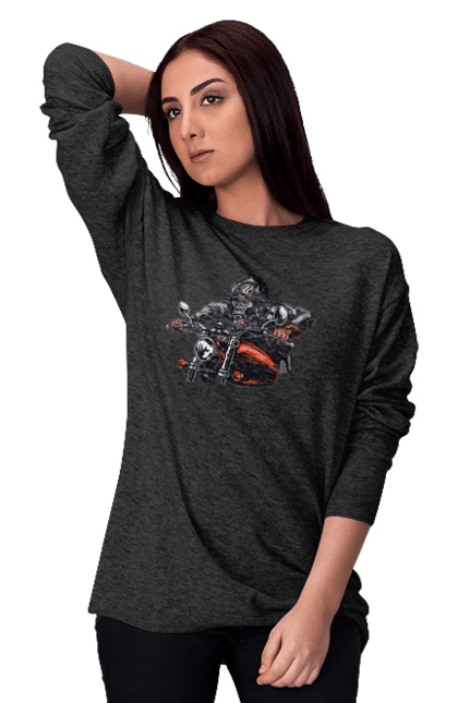 Світшот жіночий з принтом "Горила На Мопеді". Горила, мопед, швидкість. 2070702