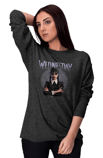 Світшот жіночий з принтом "Wednesday Addams". Netflix, wednesday addams, академія невермор, венздей, серіал. aslan