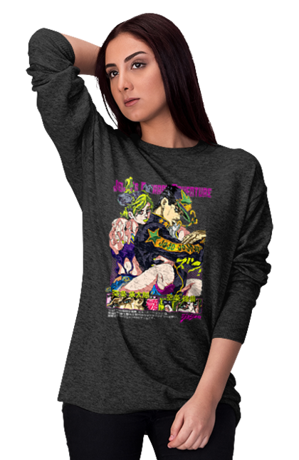 Women's sweatshirt with prints JOJO Jolyne Cujoh. Anime, jojo, jojo`s bizarre adventure, jojo’s bizarre adventure, jolyne cujoh, manga. 2070702