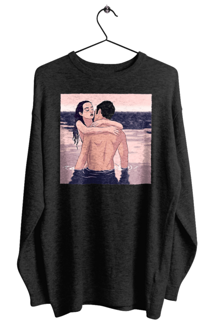 Світшот жіночий з принтом "Парочка Обнімається В Річці". Голо, кохання, пара. 2070702