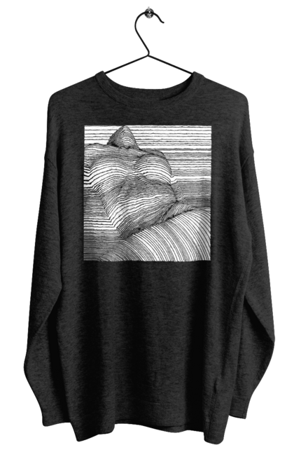 Світшот жіночий з принтом "Дівчина В Смужку". Гола, сиськи. 2070702