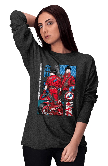 Women's sweatshirt with prints Akira Shotaro Kaneda. Akira, anime, cyberpunk, manga, shotaro kaneda. 2070702