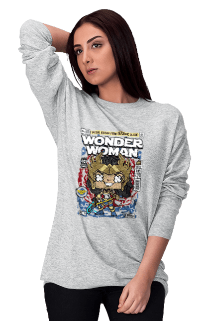 Світшот жіночий з принтом "Wonder Woman". Womder, герой, жінка, комікси, комікси dc, чудова жінка. Funkotee